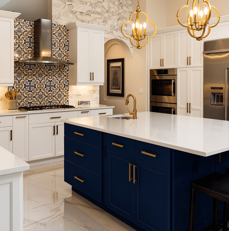 blue kitchen island